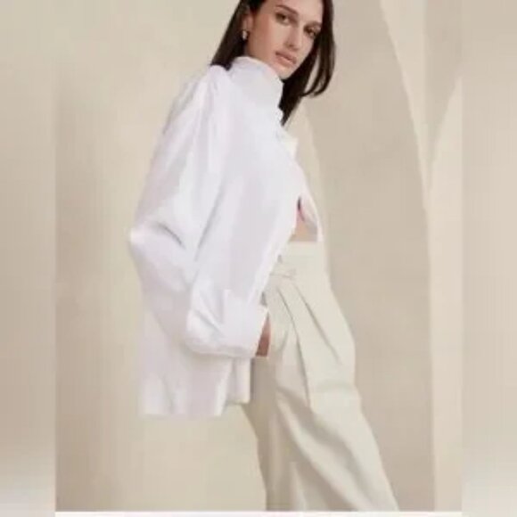 Banana Republic Carmel Pleated Wide-Leg Pant | Cream | Size 6 - Picture 2 of 4